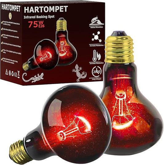 75W UVA Infrared Heat Lamp Bulb, Red Basking Spot Light for Lizard, Leopard Gecko, Turtle, and Chicks, High-Performance Red Heat Emitter for Reptile Tanks, Chicken Brooders & Terrariums