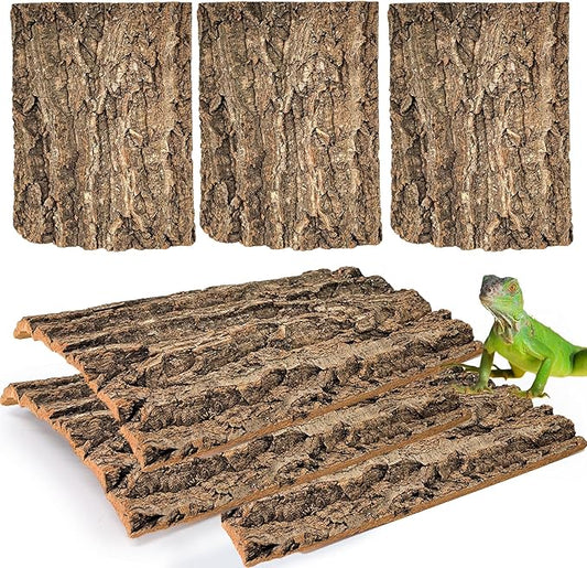 Hamiledyi Cork Terrarium Background 11.8x7.9in 6PCS Natural Reptile Cork Bark Flats Terrarium Board Bearded Dragon Climbing Wall Mat Tank Decor for Lizard Chamelon Snake Turtle Spider Crested Gecko
