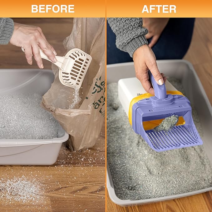 Neater Pet Brands Neater Scooper XL Cat Litter Scoop, 15 Refill Bags – Extra-Large Capacity Mess-Free Cat Litter Scooper with Bag for Large & Multiple Cats, Spill-Proof Litter Box Scooper with Holder