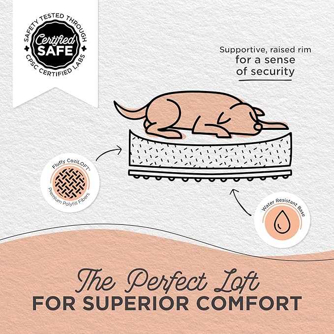 Best Friends by Sheri Shag Lounge Bed Calming Faux Fur Dog Bed, Taupe, Medium, 30" x 20"