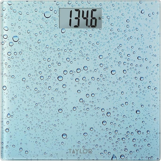 Taylor Digital Scales for Body Weight, Highly Accurate 400 LB Capacity, Auto On and Off Scale, 11.8 x 11.8 Inches, Water Drop Blue
