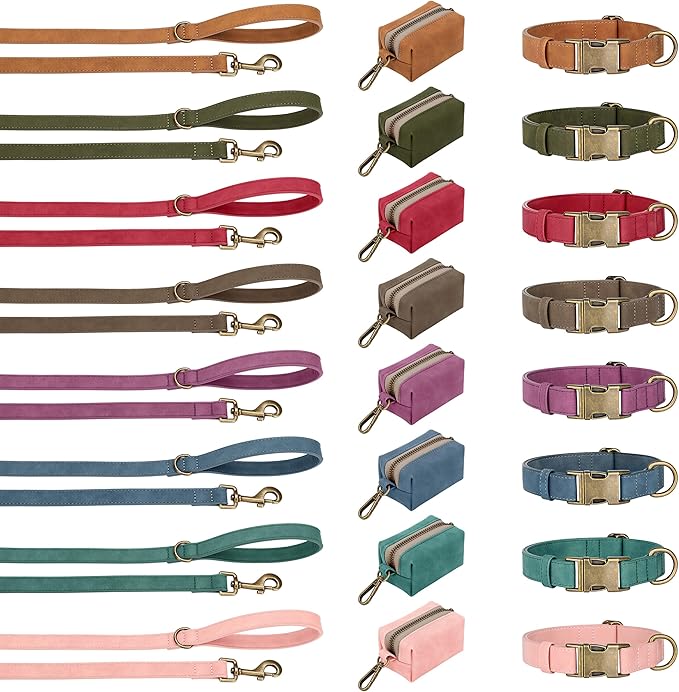 Didog Soft PU Leather Dog Collar, Stylish Quick Released Dog Collars for Small Dogs, Easy Clean Adjustable Pet Collar for Daily Walking, Brown, S Fit 10-16" Neck
