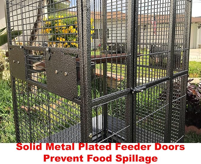 40"x30"x72"H, XX-Large Double Ladders Open Play Top Wrought Iron Bird Parrot Parttot Finch Macaw Cockatoo Cage, Include Seed Guard and Toy Hook