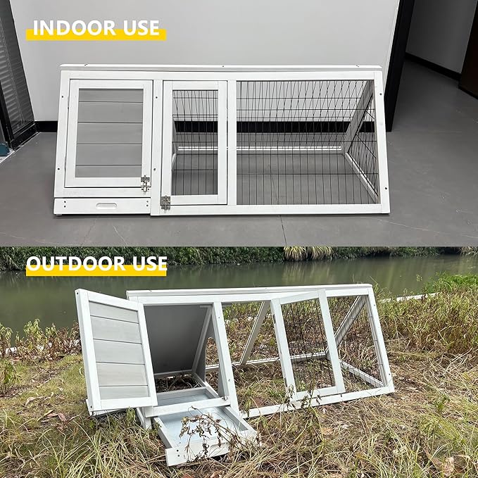 Chicken Coop for 2 Chickens Small Rabbit Hutch Quail Coop Wooden Bunny Cages Outdoor Chicken Comes with Tray (Wood) - TenaoVilleux