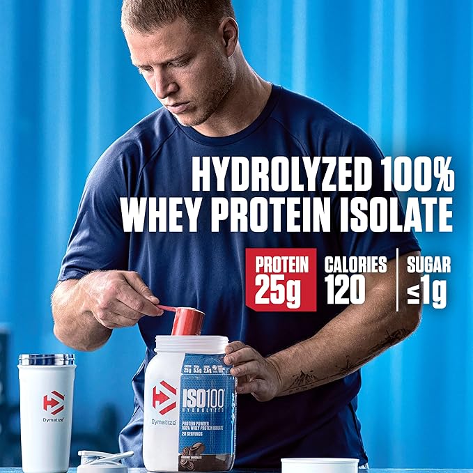 Dymatize ISO100 Hydrolyzed Protein Powder, 100% Whey Isolate Protein, 25g of Protein, 5.5g BCAAs, Gluten Free, Fast Absorbing, Easy Digesting, Gourmet Chocolate, 3 Pound