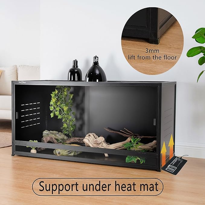 Stackable Reptile Terrarium 44 Gallon 40"x16"x16" for Bearded Dragon Lizard Snake Space Efficient Large Cage Reptiles Enclosure Wide Breeding Lounge Vivarium Area with Glass Sliding Doors