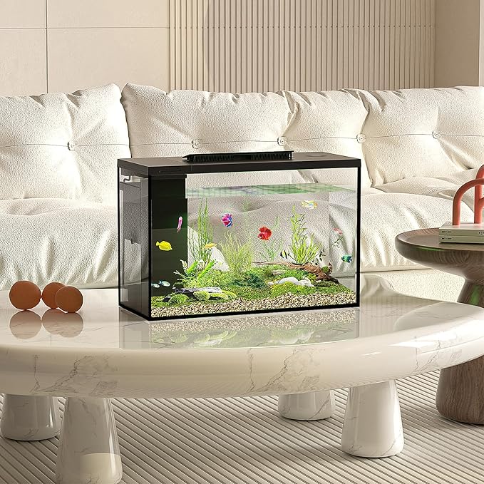 4.5 Gallon Betta Fish Tank self Cleaning, Aquarium kit, Small Fish Tank with Filter Light Water Pump, Fish Tank Starter Kits Fish Bowl