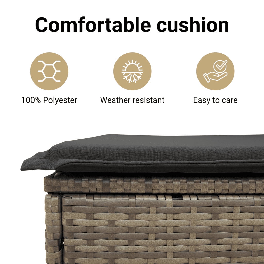 vidaXL Garden Sofa Set Grey PE Rattan Medium Adjustable Armrests